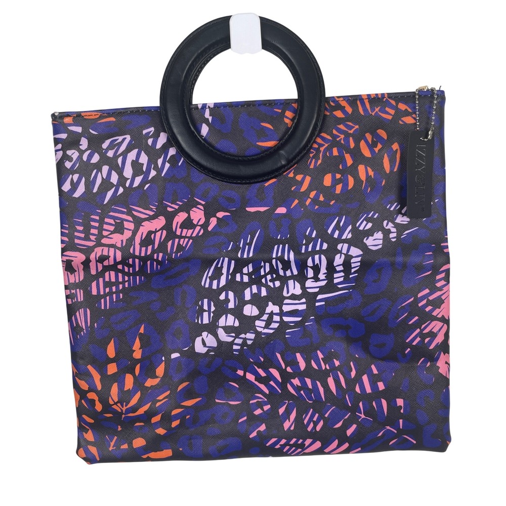 IZZY & LIV Womens Tropical Leaf Print Zipper‎ Pouch Handbag Clutch